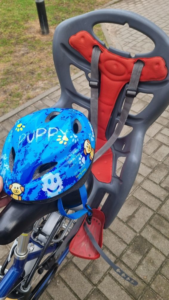 Fotelik rowerowy na bagażnik + kask