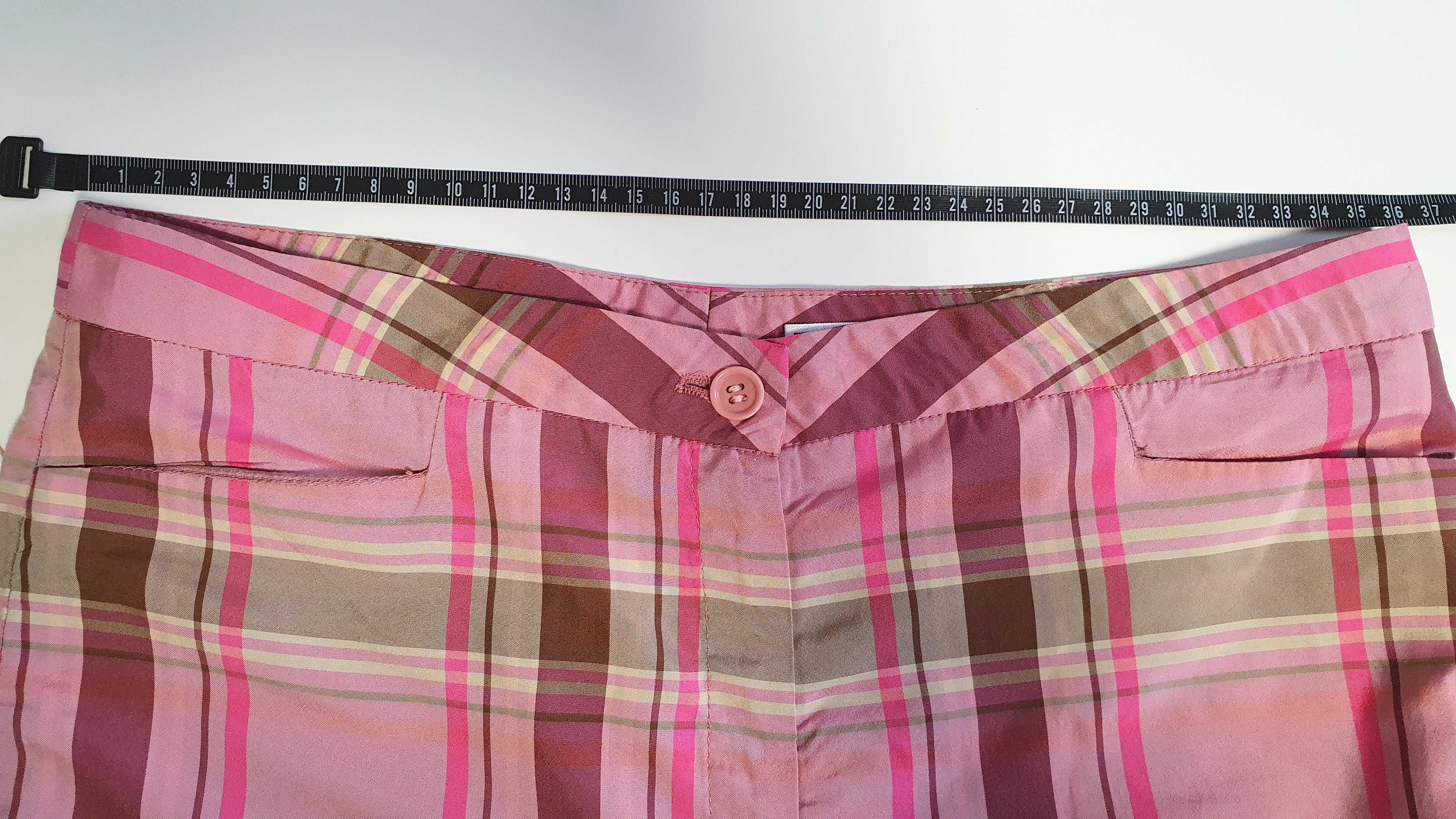 Spodnie piżama nocne pidżama różowe kratka 36 S 38 M