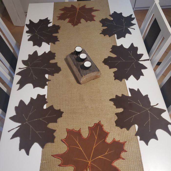 Dekoracje jesienne podkladki na stół liście hand made plus GRATIS