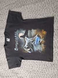Koszulka bluzeczka T-shirt czarny Bieszczady wilk 128