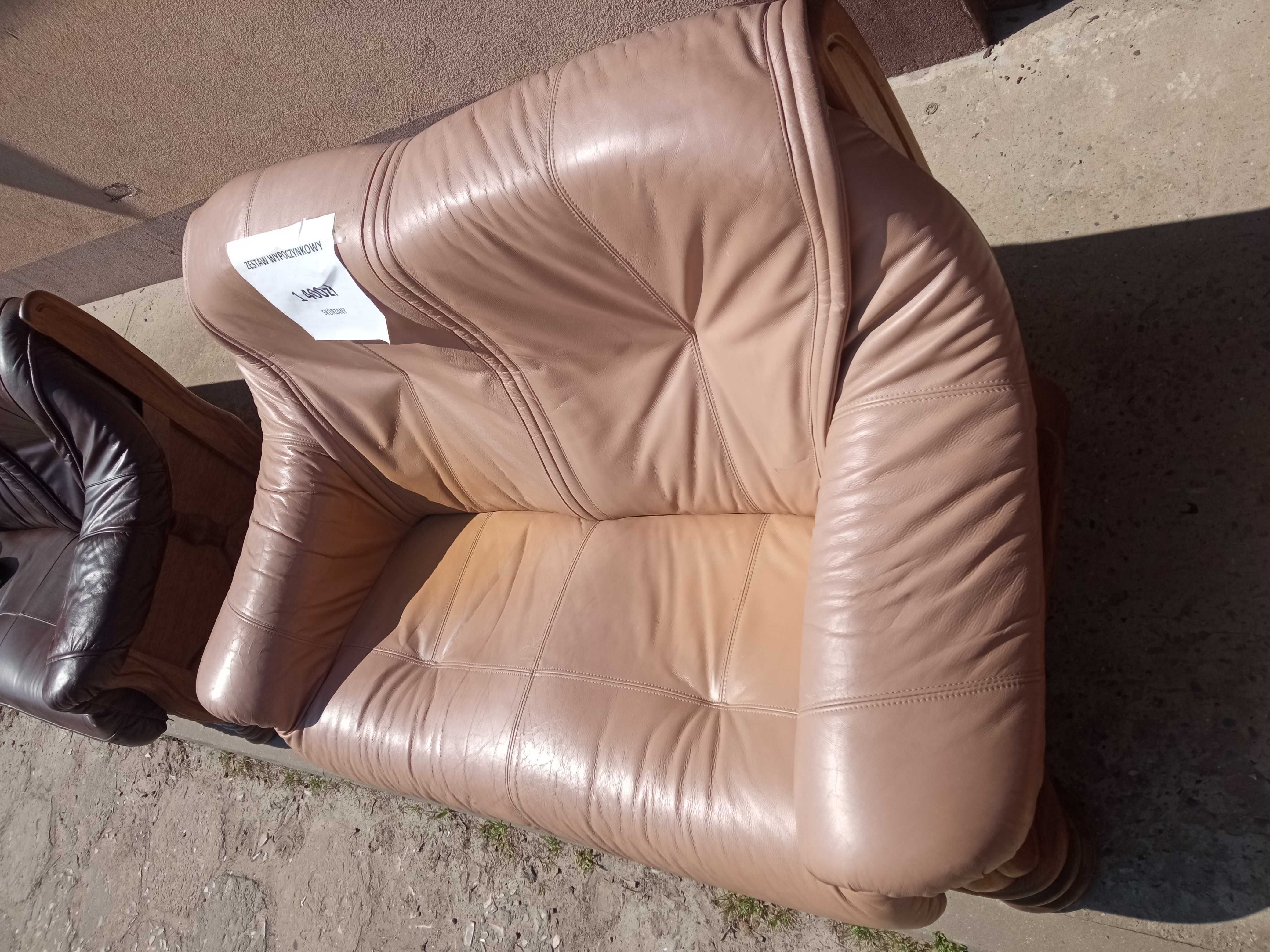 Wypoczynek z Niemiec 3+2 Sofa prawdziwa skóra DOWÓZ DO DOMU