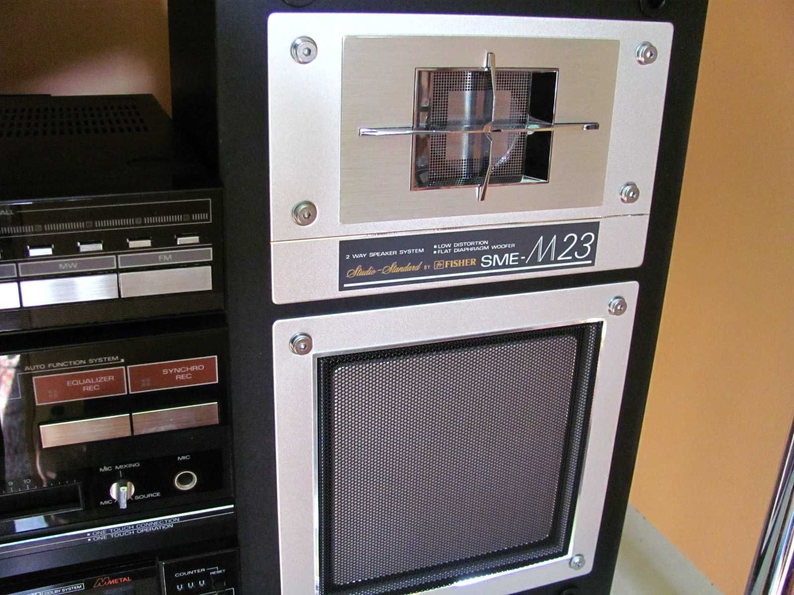Wieża FISHER wzmacniacz tuner magnetofon deck + dwie kolumny
