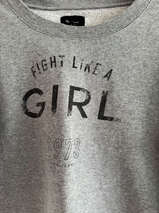 Pepe Jeans krótka damska bluza szara fight like a girl M