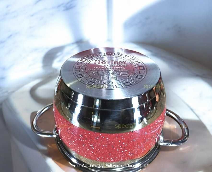 Komplet garnków HOFFNER HF-9920 RED. Gaz, indukcja, halogen
