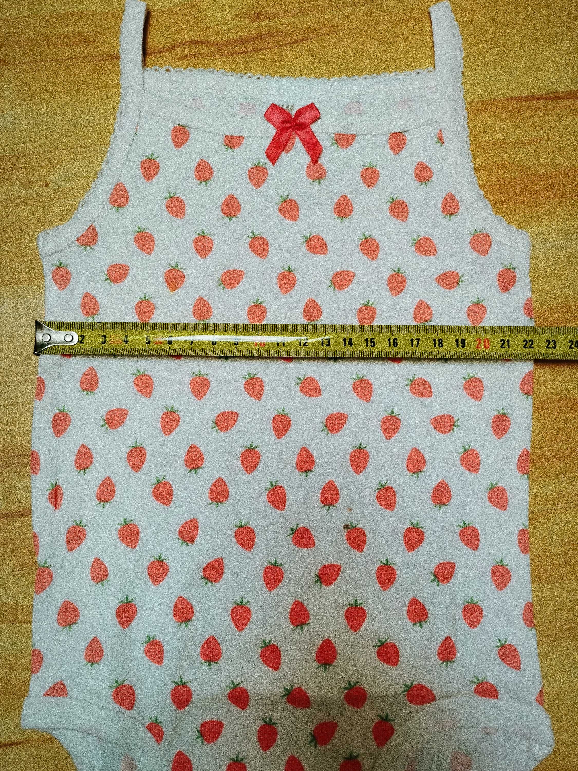 Bawełniane body 86 H&M cienkie ramiączka truskawki