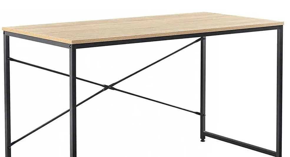 Biurko loftowe nowoczesne metalowe nogi stalowe czarne jasne 140x60
