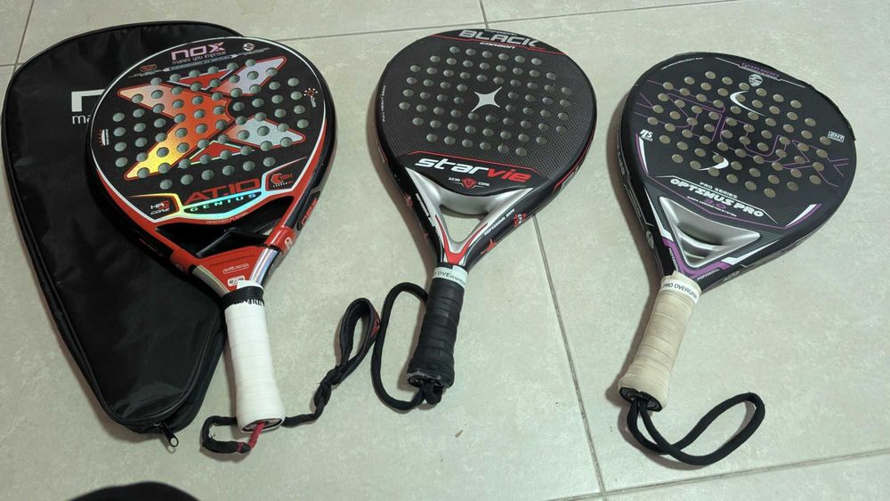 Raquetes padel: NOX AT10 Genius 18K, Starvie Black Carbon e SiuxOptimu