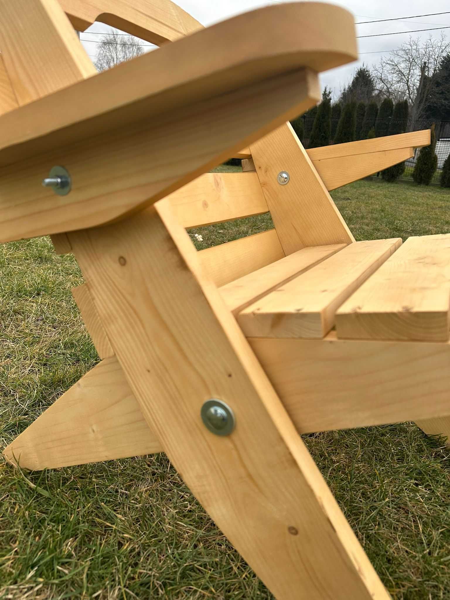 Meble Ogrodowe składane drewniane + poduszki NOWE stół+ 6 krzeseł