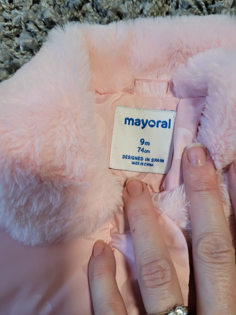 Ciepła kurtka Mayoral dla dziewczynki różowa