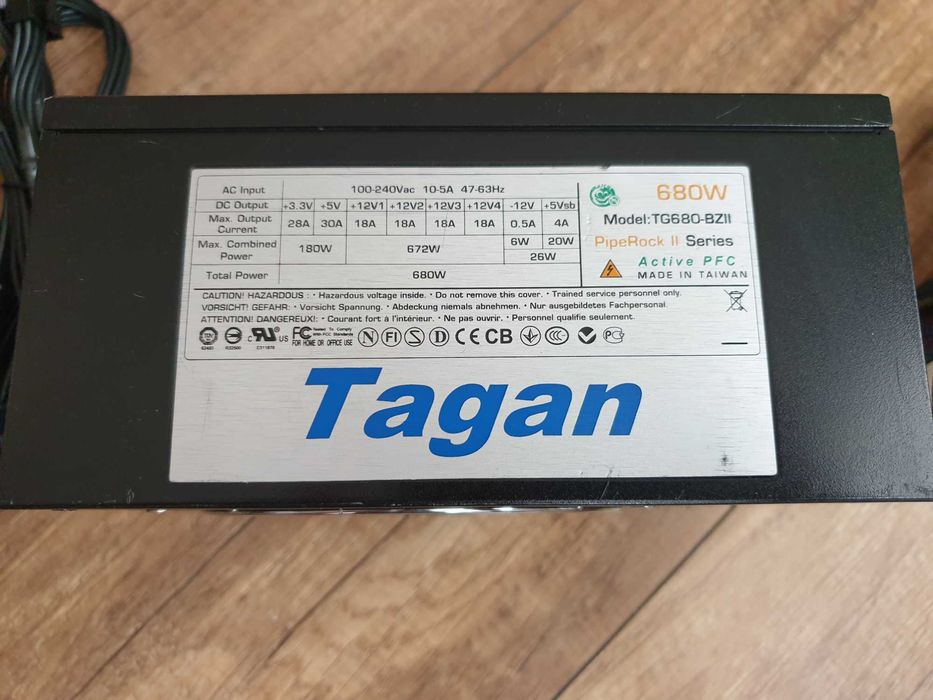 Tagan TG680-BZII 680W – mocarny zasilacz do gier, nowe okablowanie !