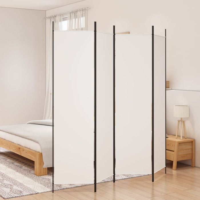 vidaXL Parawan 4-panelowy, biały, 200x200 cm, tkanina
