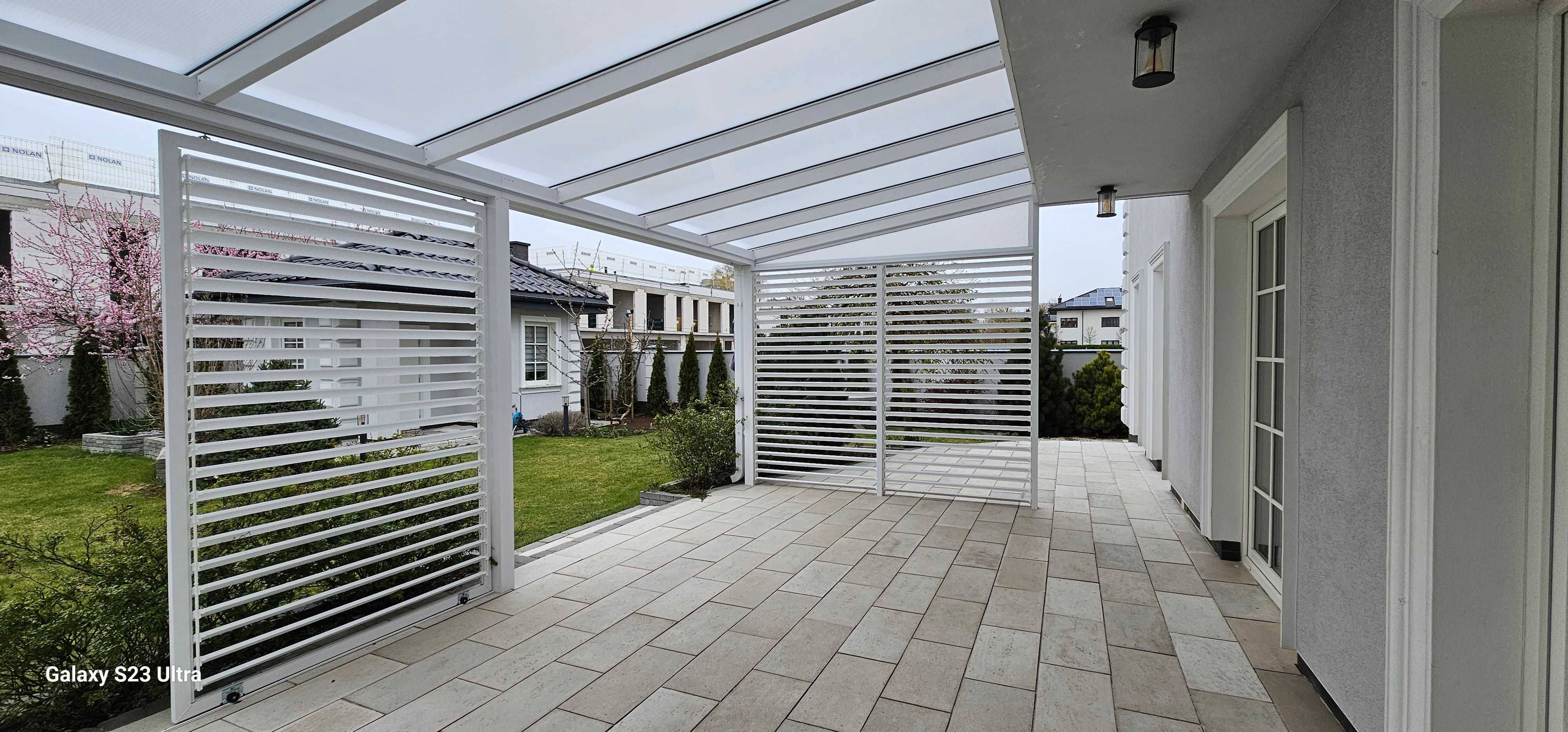 Zadaszenie tarasu Pergola szklane ściany Ruchome Ścianki Aluminium