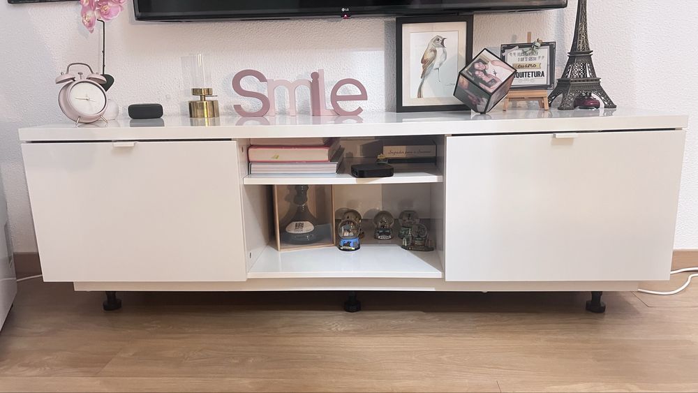 Móvel TV, brilh branco, 160x42x45 cm