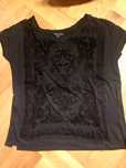 Elegancka Koszulka t-shirt czarny MANGO z wzorem aksamit rozm. S/M