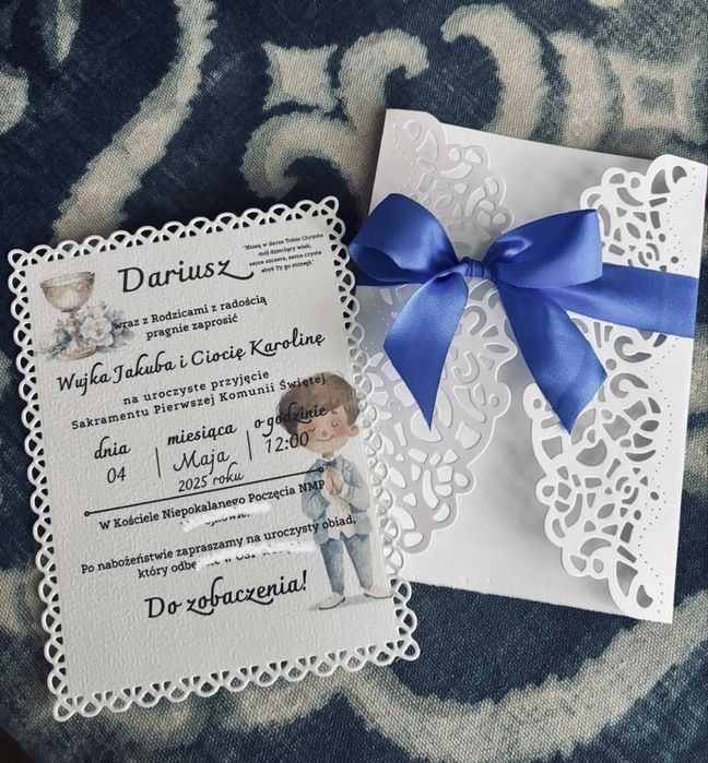 Zaproszenia na komunię chrzciny ślub urodziny personalne