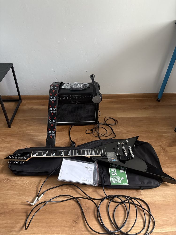 (Zestaw)(GWARANCJA 3LATA)Gitara elektryczna RX-10BK+PIEC HB-20R I INNE