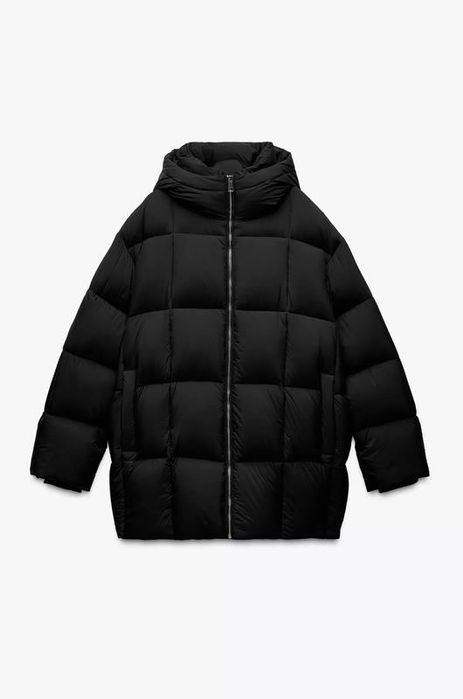 Чорний пуховик zara куртка