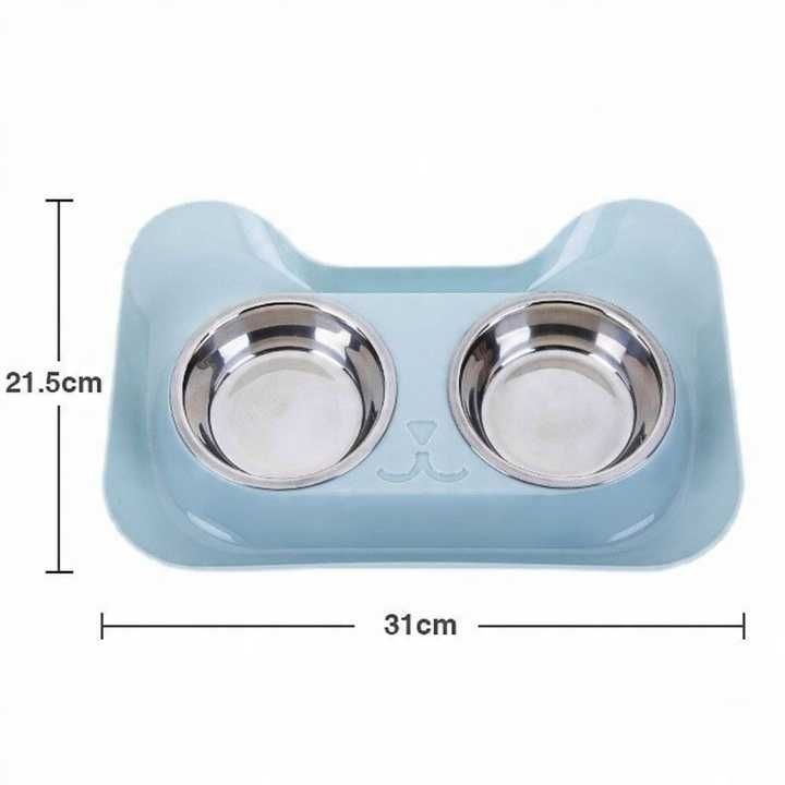 MISKA PODWÓJNA dla KOTA PSA NIECHLAPIĄCA Podstawka pod Miski 2 x 200ml