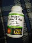 Betaine Hydrochloride Бетаин Гидрохлорид Natural Factors 500мг 180капс
