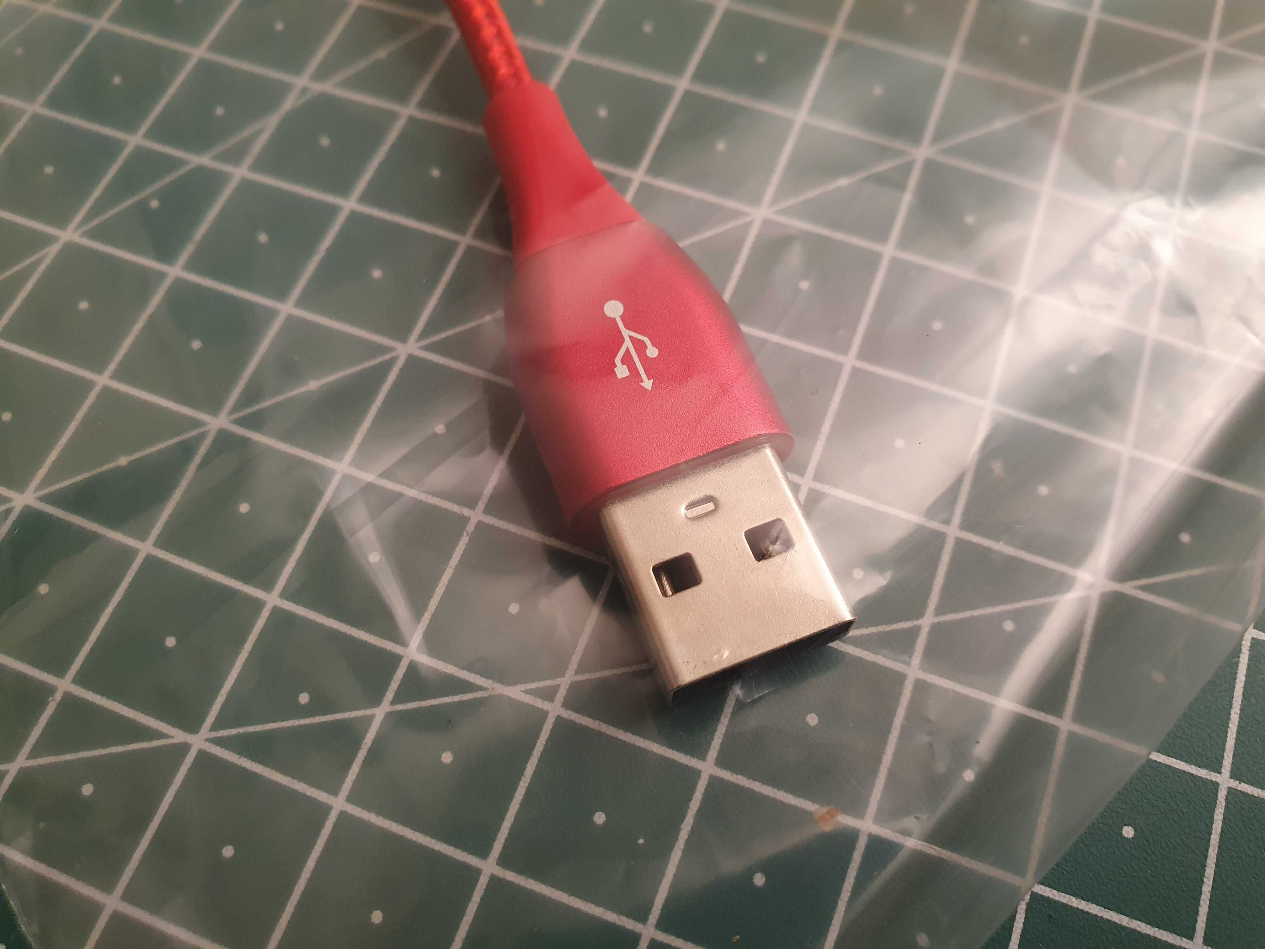 Nowy kabel USB Lightning Apple IPhone 16 cm mega trwały oplot czerwony