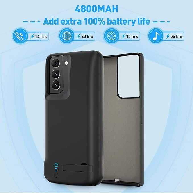 Etui z baterią do Galaxy S21, 4800 mAh z podpórką czarne