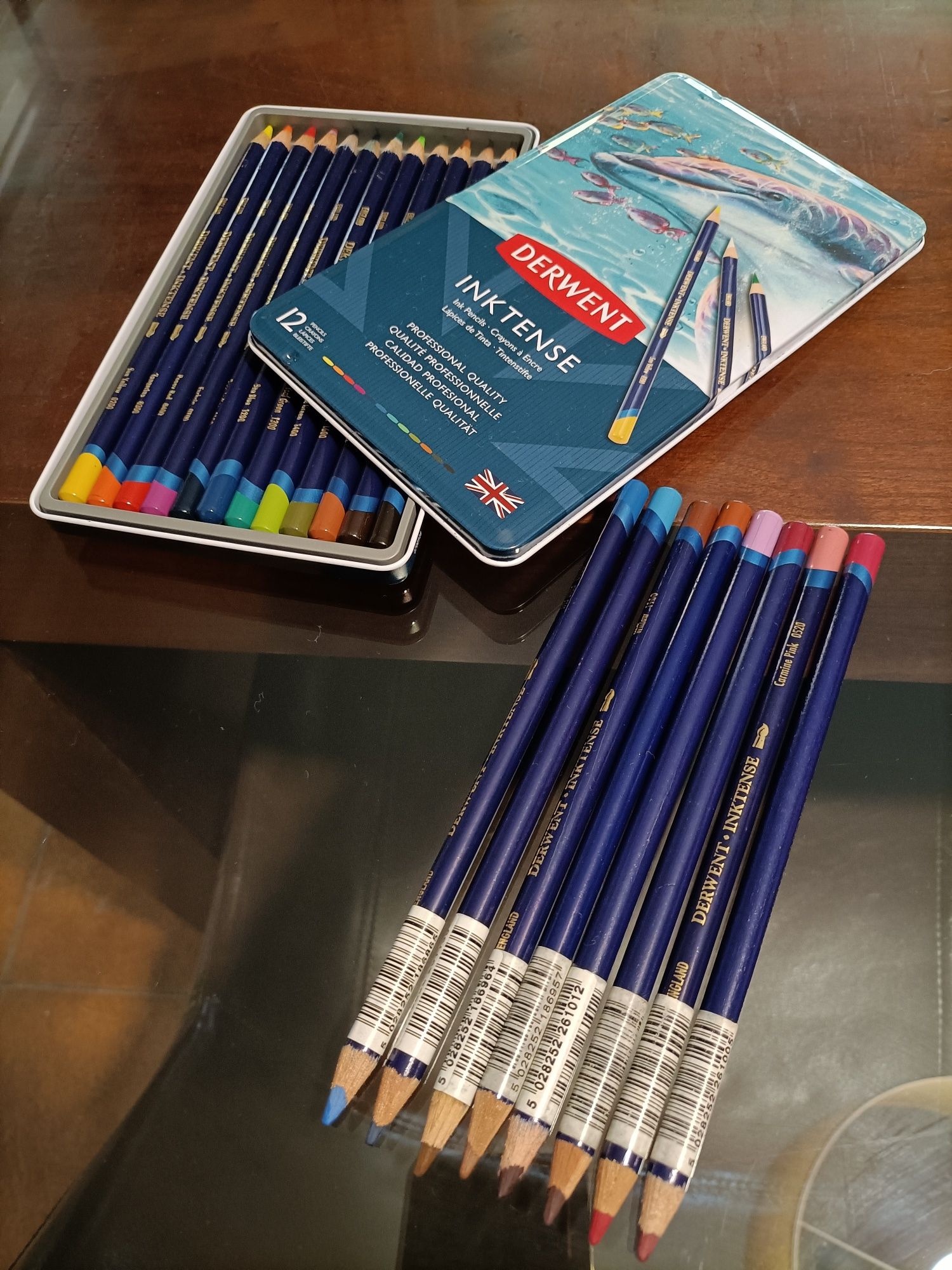 Caixa de 12 Lápis de cor profissional para tecido Derwent Inktense