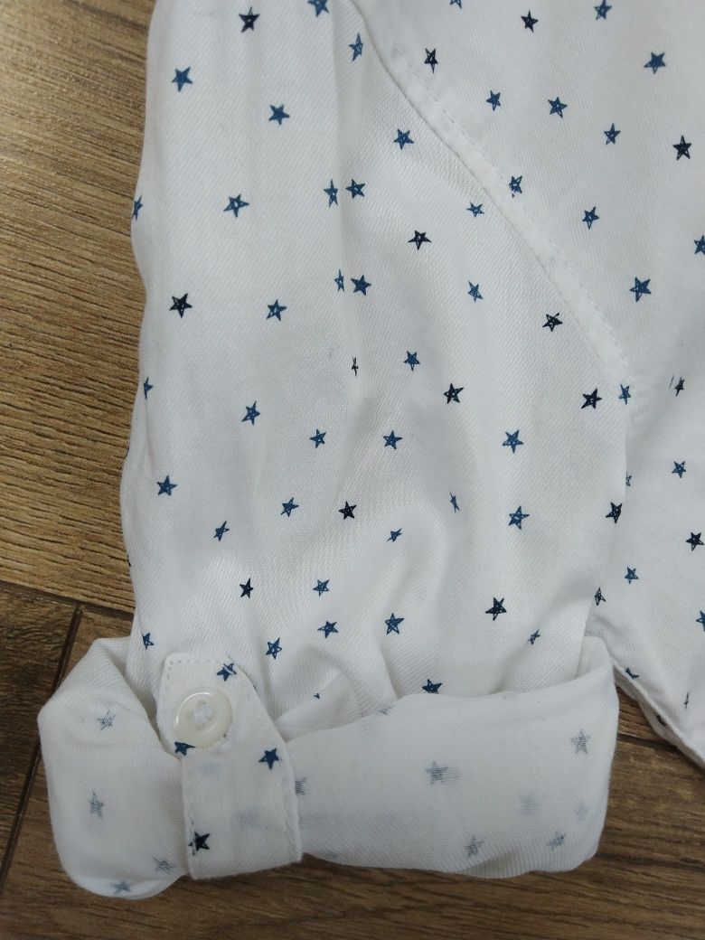 Koszula chłopięca świąteczna Zara 80 w gwiazdki elegancka z kołnierzem
