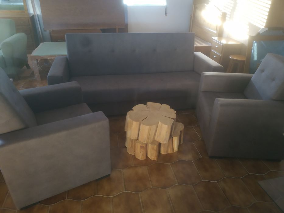 Sofa chaise e mesas de centro sala