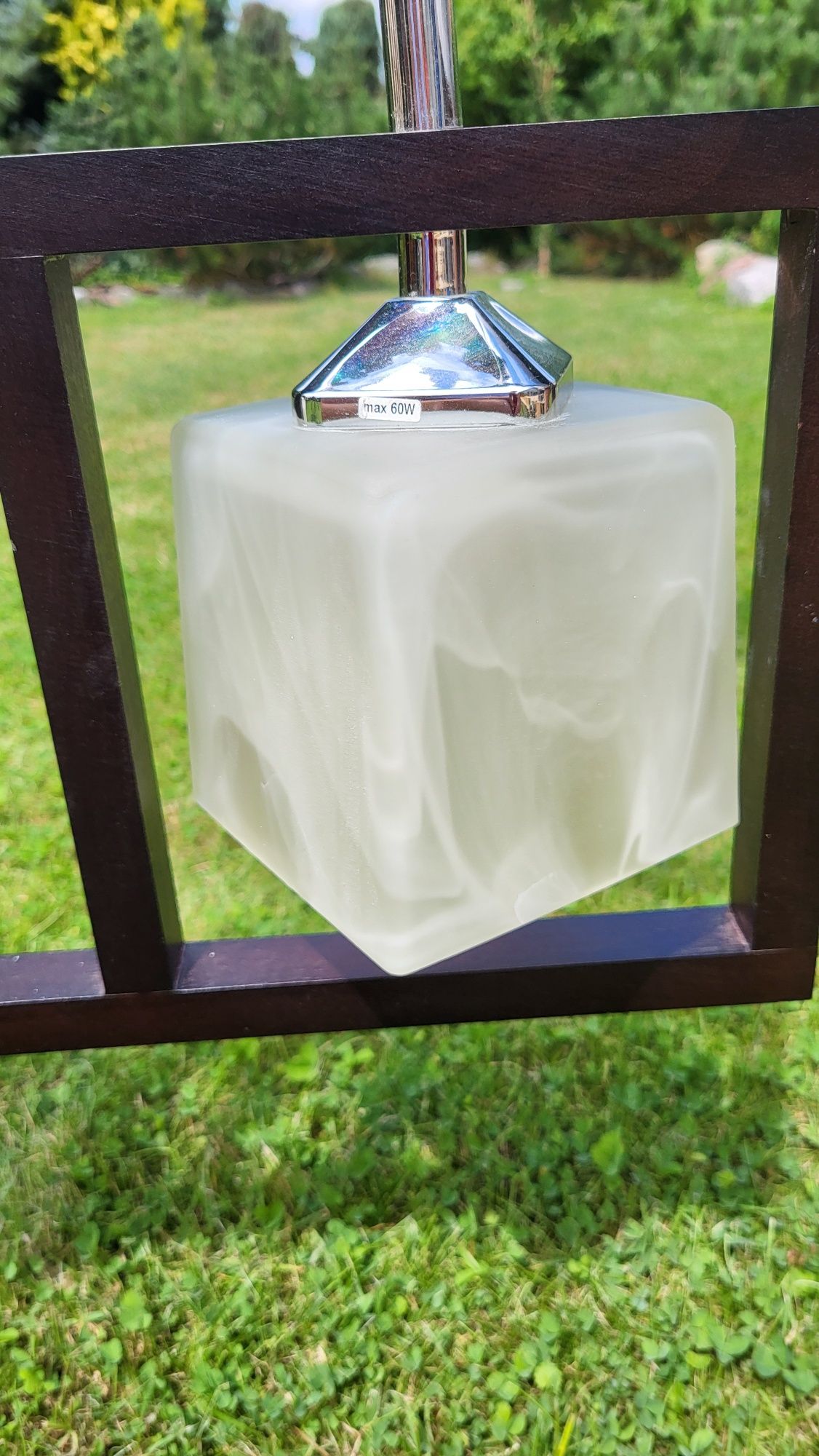 Lampa sufitowa drewno+szkło
