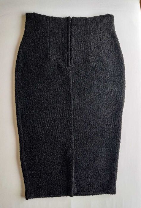 Saia Lápis Inverno Preta Midi Malha Texturizada Black Pencil Skirt 38
