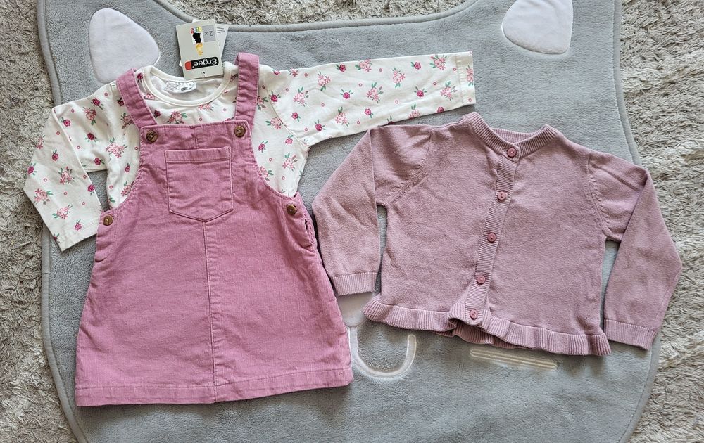 80 zestaw paczka dla dziewczynki spódniczka ogrodniczka rampers h&m