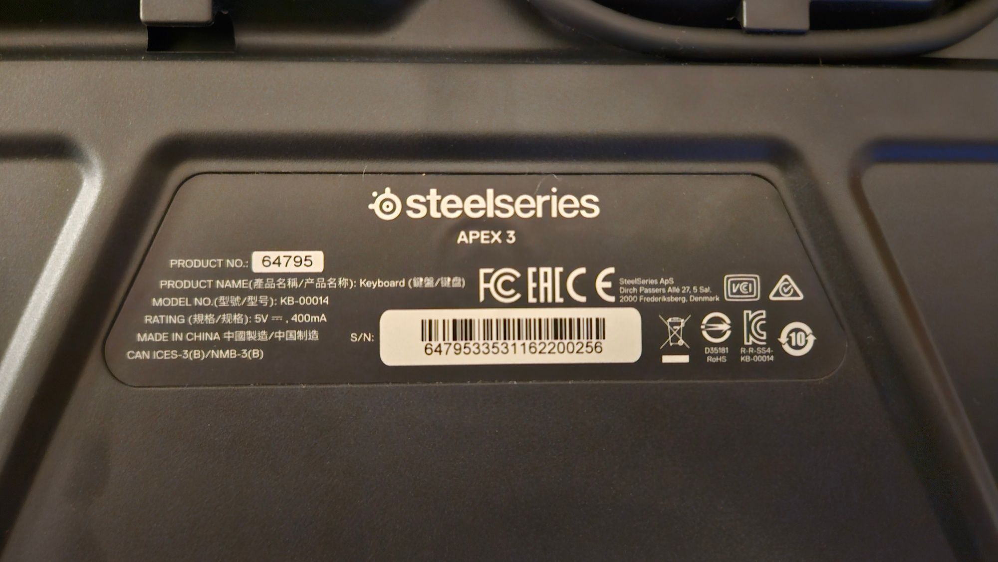 Klawiatura steelseries apex 3