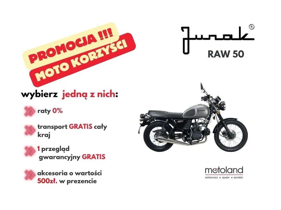 Junak RAW 50 Styl retro, niskie koszty utrzymania, idealny bez prawa jazdy.