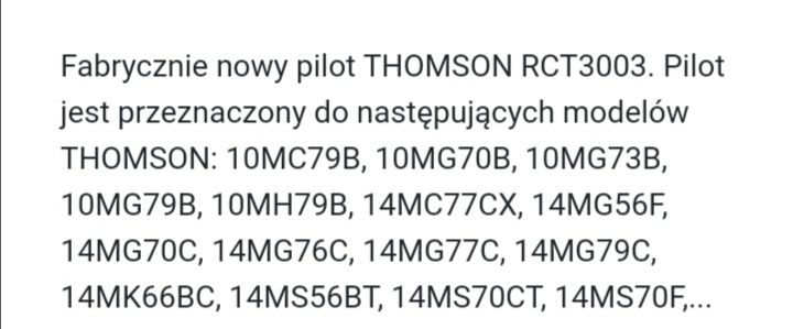 Pilot Thomson do telewizora