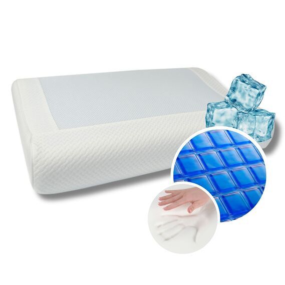 Подушка з охолоджуючим гелевим шаром. Анатомічна, меморі, ортопедична.