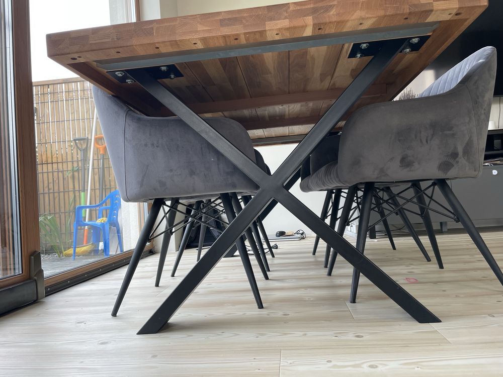 Stół dębowy na metalowych nogach w X DSW:180x100x77