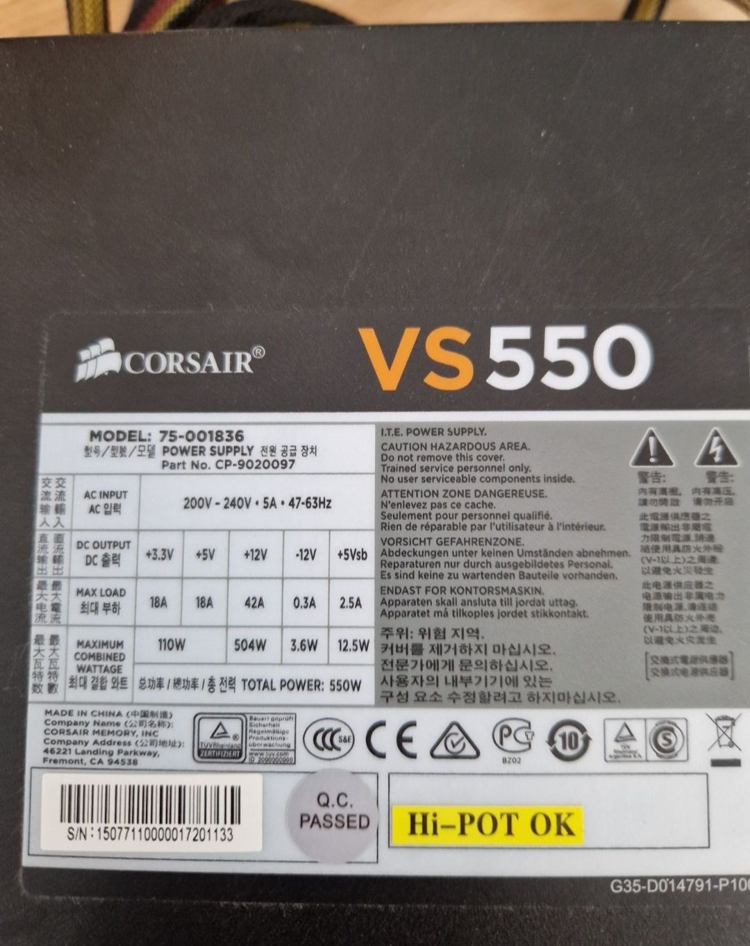 550W 24+8(4+4)/8+8відеокарта/4сата/4молекс Блок живлення