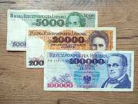 Banknoty PRL Zestaw 3 szt. 5000, 20.000 , 100.000 zł