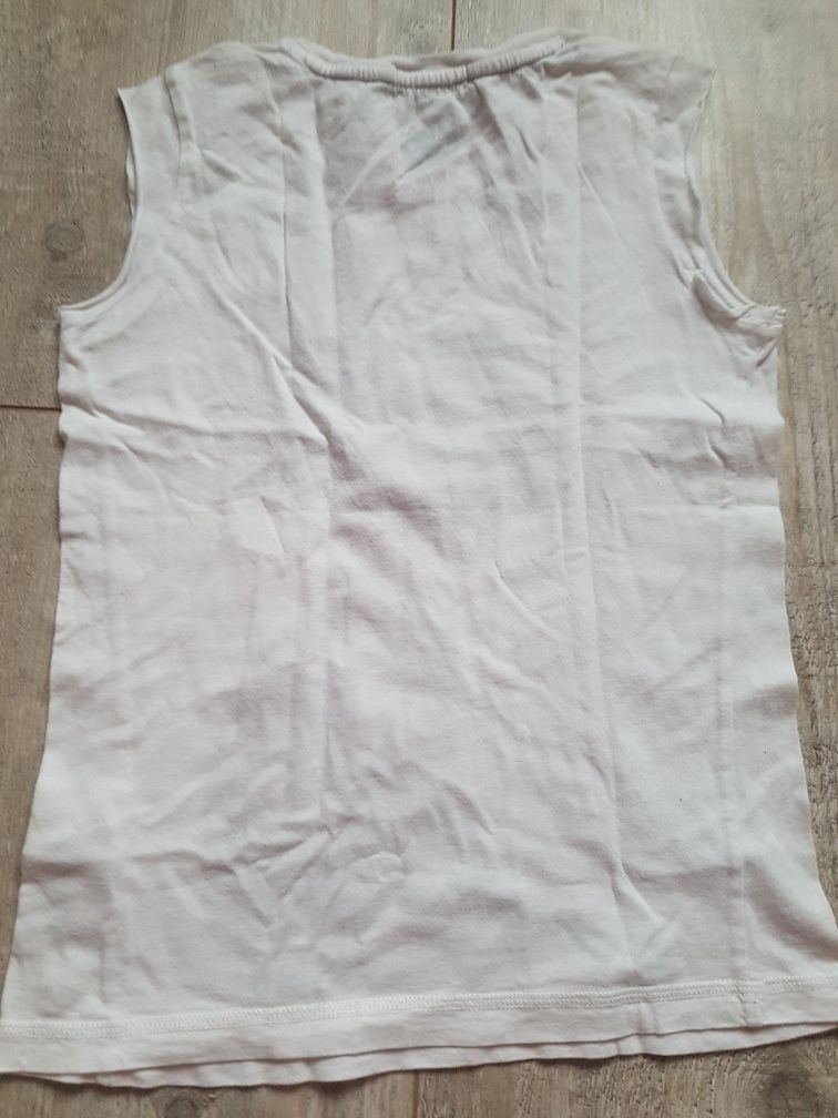 Biała bluzka na ramiączkach z kotem 140-146