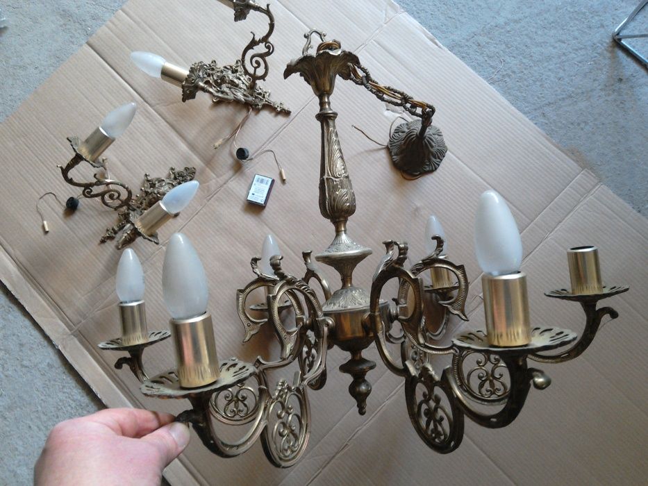 Stara lampa + kinkiety antyk zabytek retro loft design żyrandol prl
