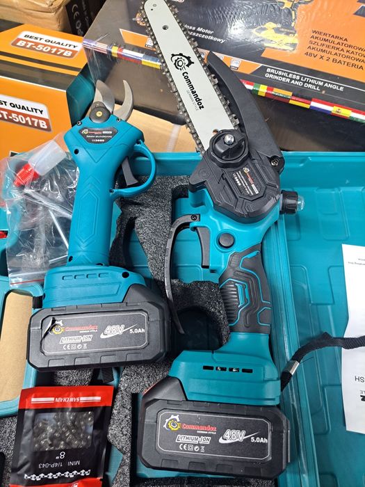 Zestaw piła łańcuchowa  i Sekator  2x 48v aku 5ah