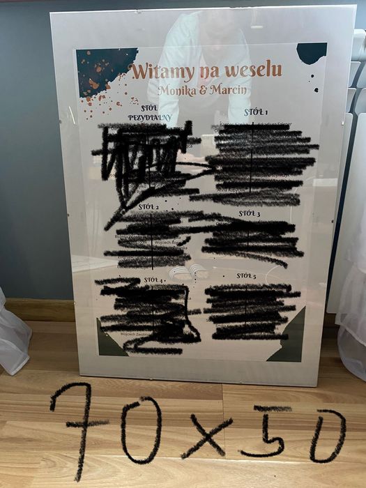 Antyrama, plan stołów  70x50