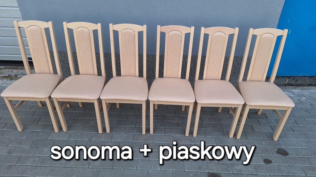 Nowe: Stół rozkładany + 6 krzeseł, sonoma+piaskowy, transport cała PL