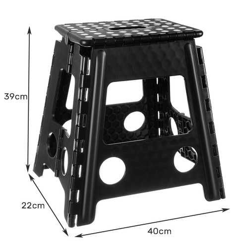 Stołek turystyczny składany czarno-biały 39cm DME9002