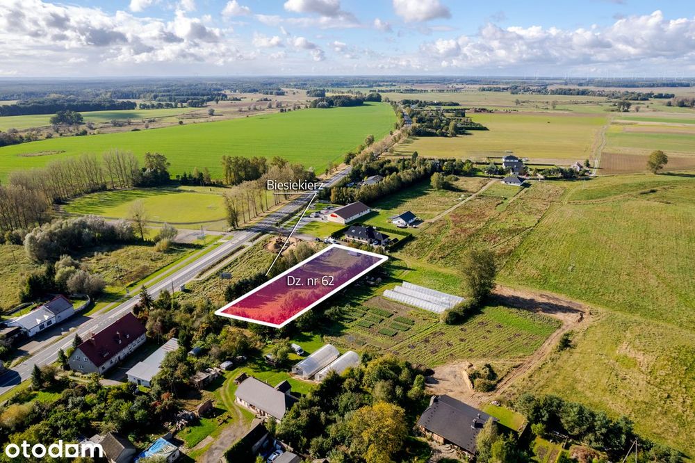 Na sprzedaż działka 3 500 m² w Biesiekierzu – idealna pod dom i usługi