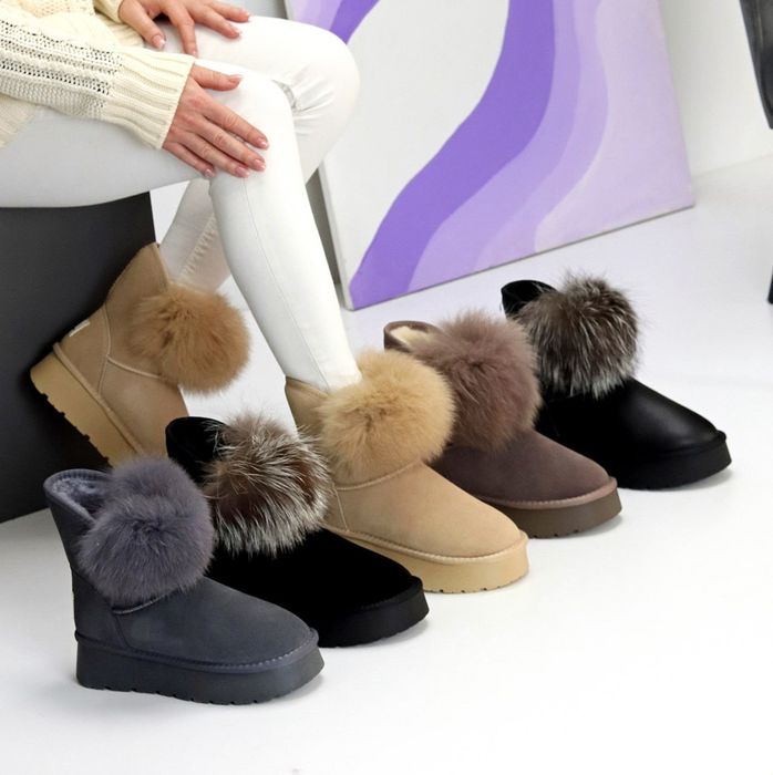 Жіночі шкіряні зимові черевики уггі в кольорах