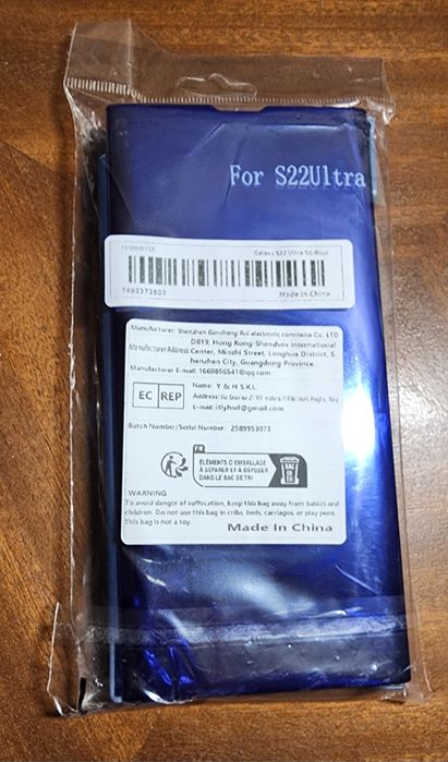 Capa fliper azul Samsung Galaxy S22 ultra nova