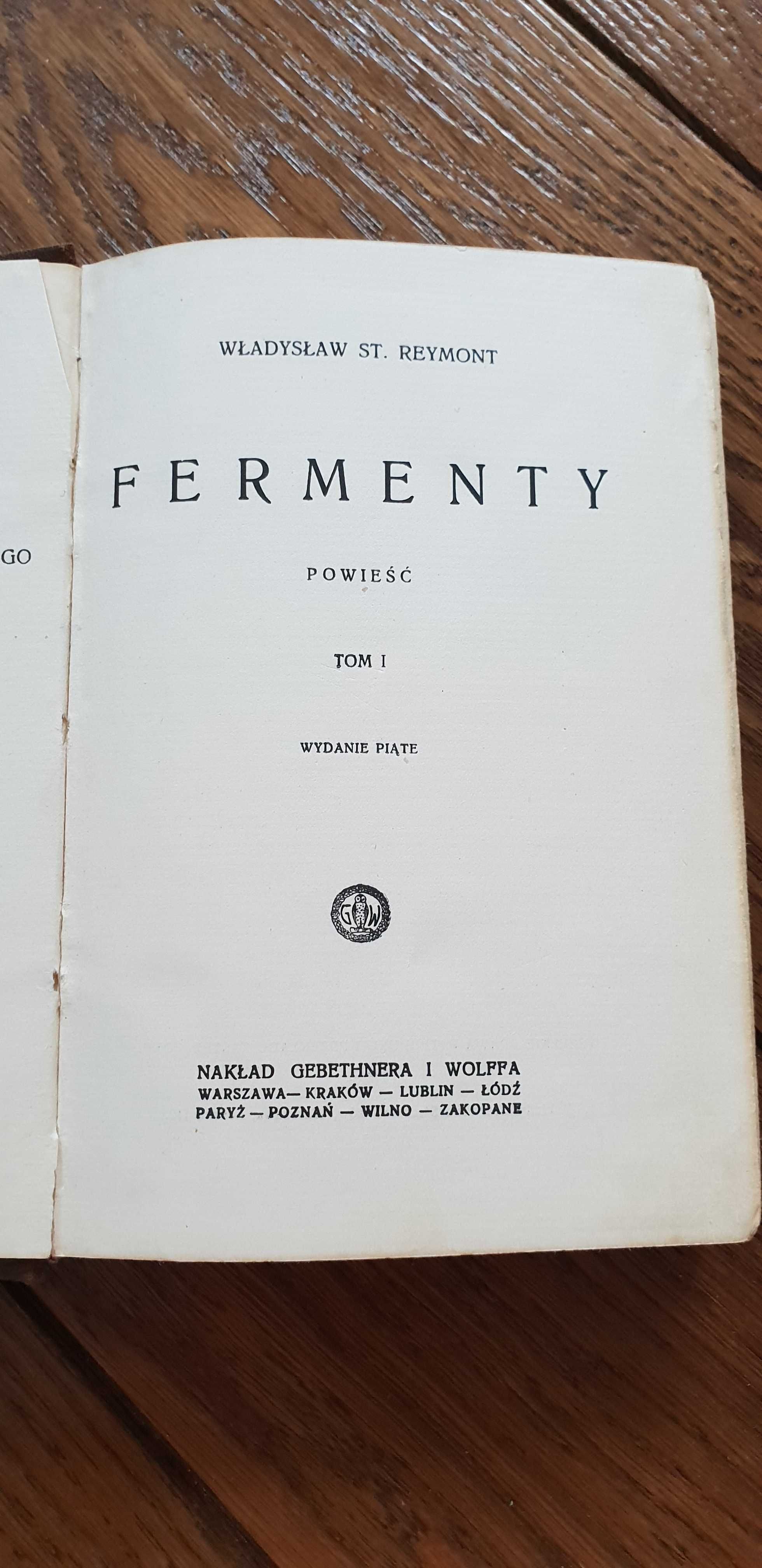 Książka rok 1928 "Fermenty" Władysław St. Reymont