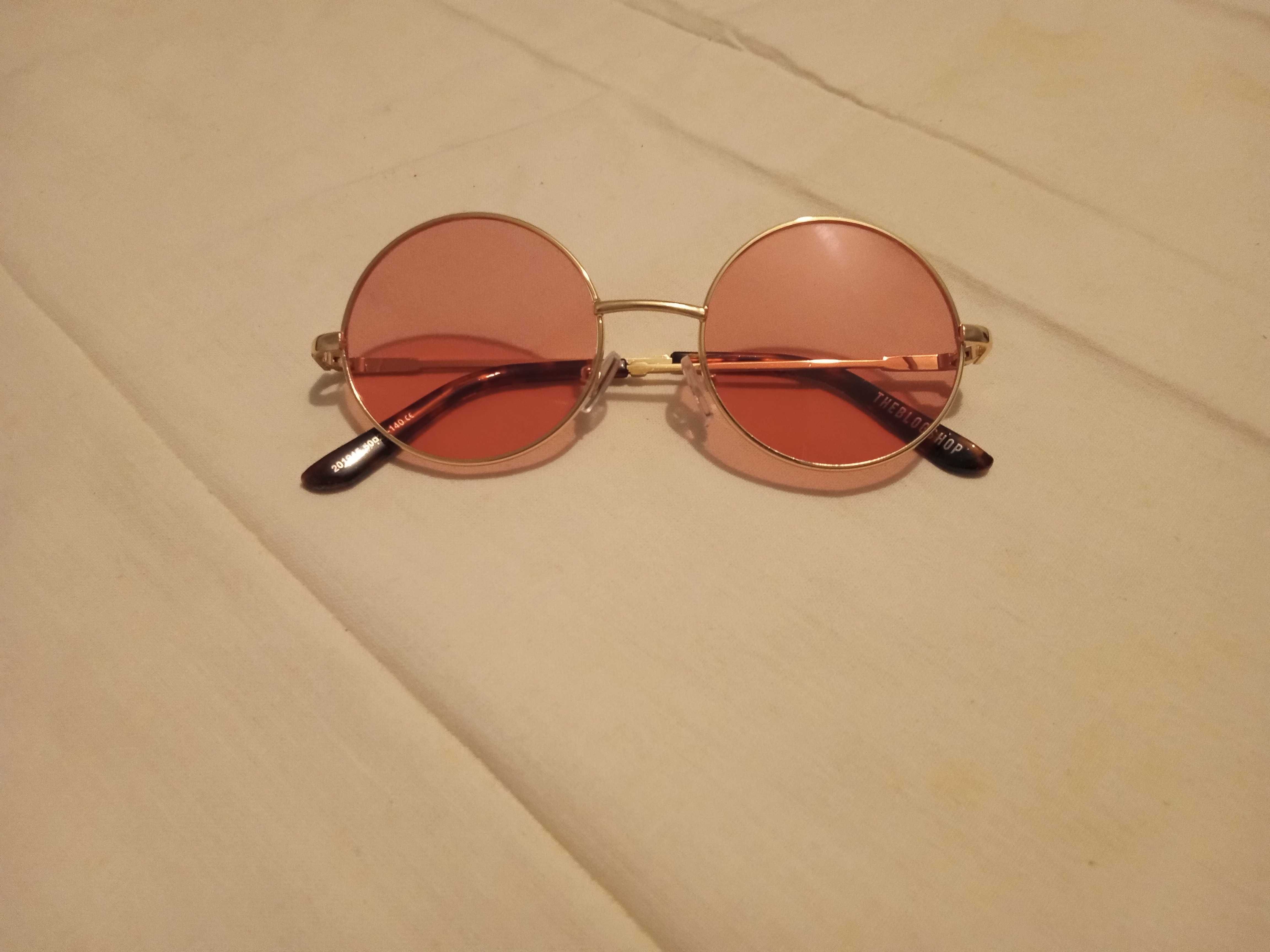Okulary lenonki różowe w dobrym stanie