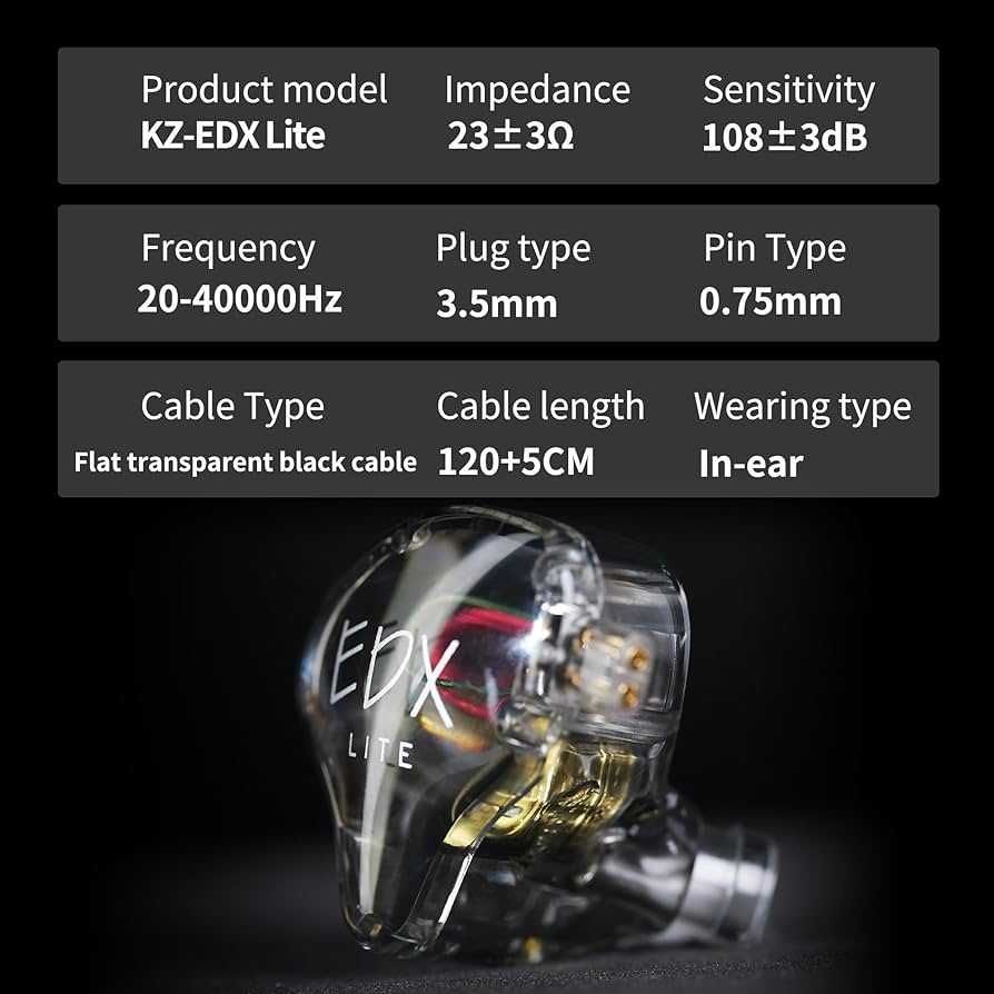 Słuchawki douszne IEM KZ Edx Lite HiFi